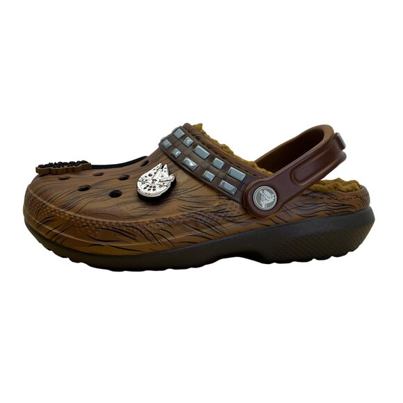 Crocs x Star Wars Brown Chewbacca Jibbitz Fuzzy Lined Clogs Size W6/M4 - New - Picture 4 of 9